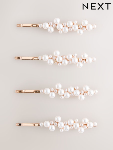 White Pearl Effect Hair Slides (AY6652) | £12
