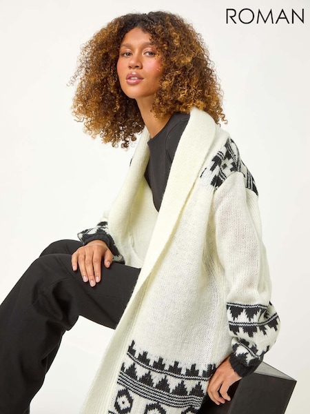 Roman White Patterned Knit Cardigan (AY6680) | £40