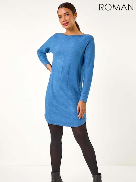 Roman Blue Slash Neck Seam Detail Shift Dress (AY6690) | £42