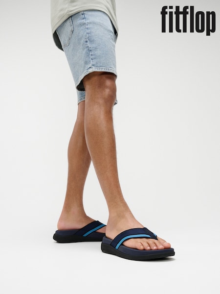 Fitflop Mens Blue F-mode Go Tonal-Edge Webbing Toe-Post Sandals (AY6804) | £55