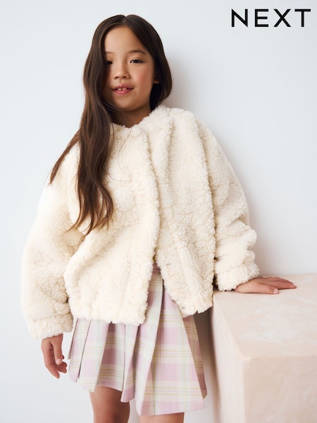 Cream Sunflower Borg Jacket (3-16yrs) (AY6817) | £22 - £28