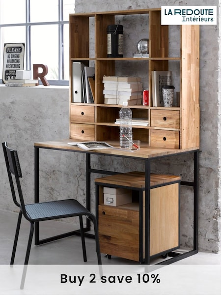 La Redoute Intérieurs Oak and Black Hiba Oak & Metal Extendable Desk (AY6922) | £485