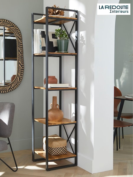 La Redoute Intérieurs Natural Hiba Large Solid Oak and Steel Shelving Unit (AY6924) | £260