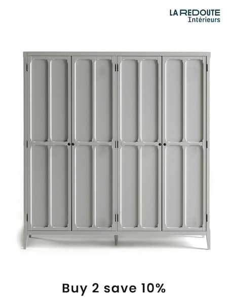 La Redoute Intérieurs Light Grey Eugenie Oak Veneer 4-Door Wardrobe (AY6928) | £825
