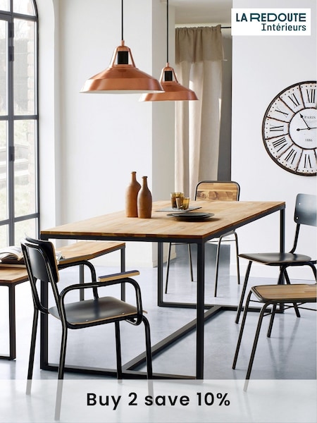 La Redoute Intérieurs Natural Hiba Oak & Steel 8 Seater Dining Table (AY6934) | £435