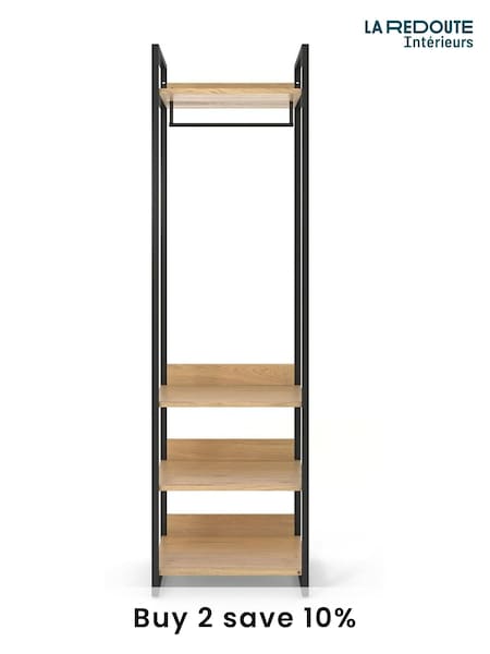 La Redoute Intérieurs Pine and Black Hiba Modular Wardrobe Unit with 3 Shelves  a Hang Rail (AY6935) | £285