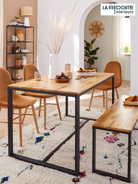 La Redoute Intérieurs Natural Hiba Industrial Oak & Steel 4 to 6 Seater Kitchen Table (AY6942) | £360