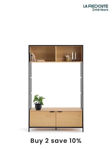 La Redoute Intérieurs Natural Volga Wood  Metal Modular TV Unit with 2 Compartm Doors (AY6948) | £465