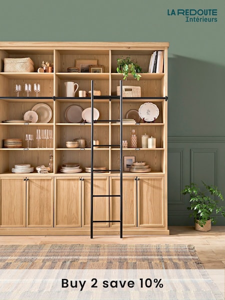 La Redoute Intérieurs Natural Gabin Pine Bookcase with Ladder (AY6957) | £1,275