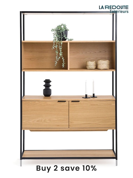 La Redoute Intérieurs Natural Volga Wood  Metal Shelving Unit with 2 Compartmen Doors (AY6959) | £465