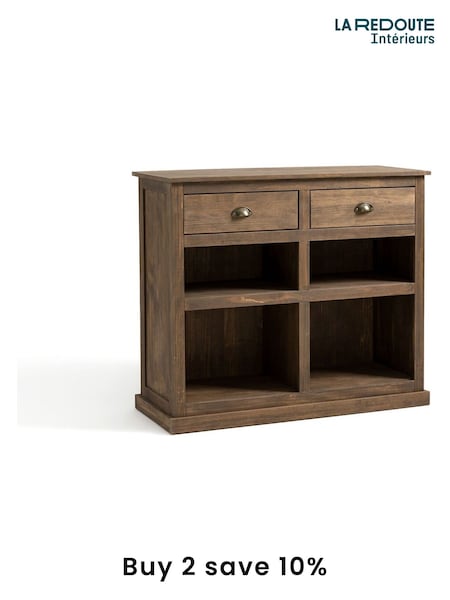 La Redoute Intérieurs Brown Lunja Solid Pine 2-Drawer Bar Cabinet (AY6967) | £335