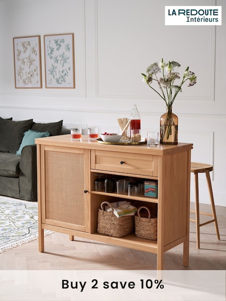 La Redoute Intérieurs Natural Gabin Pine and Rattan Bar Unit (AY6968) | £620
