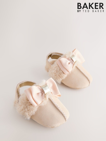 Baker by Ted Baker Baby Girls Faux Fur Trim Padders Mules (AY7049) | £20