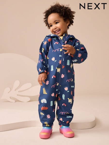 Navy Waterproof Printed Puddlesuit (3mths-7yrs) (AY7159) | £21 - £25