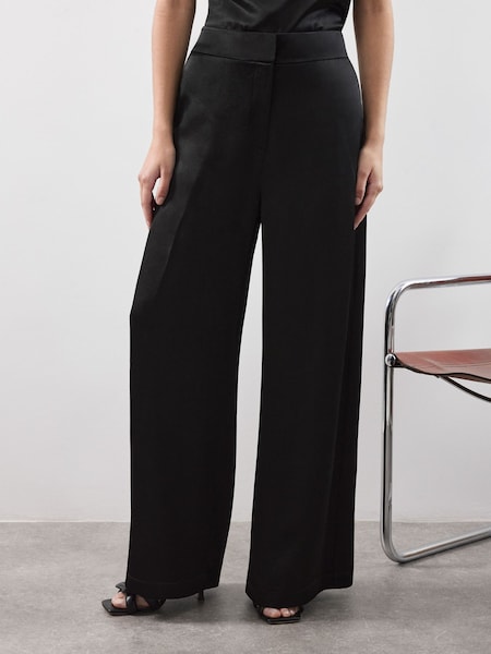 Vivere Black Ruby Tailored Wide Leg Satin Trousers (AY7180) | £165