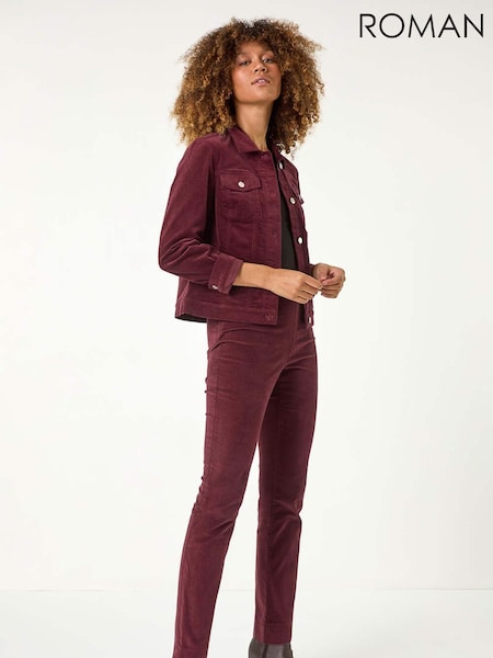 Roman Red Corduroy Pocket Detail Stretch Jacket (AY7237) | £55