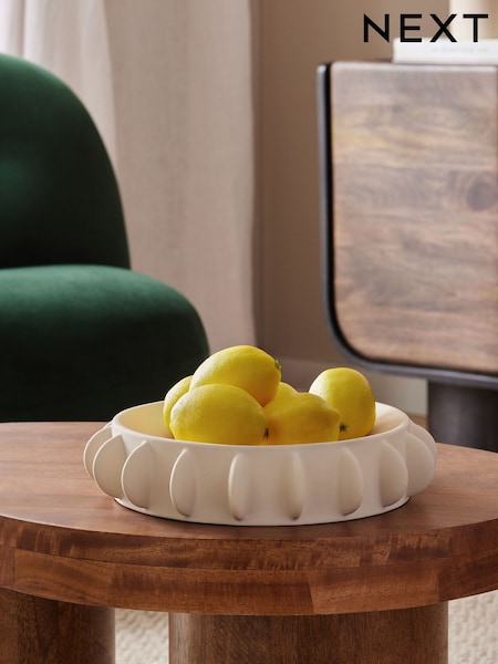 Natural Ceramic Scandi Disk Decorative Bowl (AY7356) | £28
