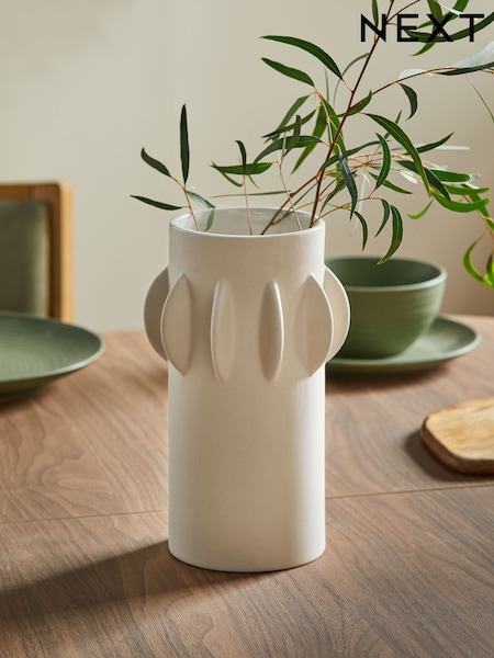 Natural Ceramic Scandi Disk Medium Vase (AY7367) | £20