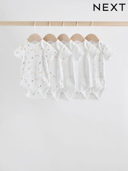 White Character 5 Pack Baby Short Sleeve Bodysuits 5 Pack (AY7418) | £11 - £13