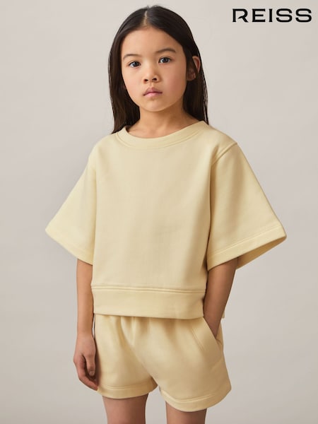 Reiss Lemon Meg Cotton-Blend Sweatshirt And Shorts Set (AY7468) | £32