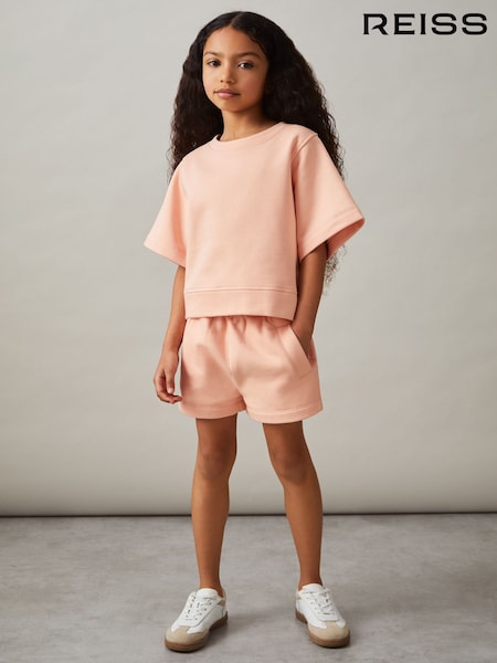 Reiss Peach Meg Cotton-Blend Sweatshirt And Shorts Set (AY7469) | £32