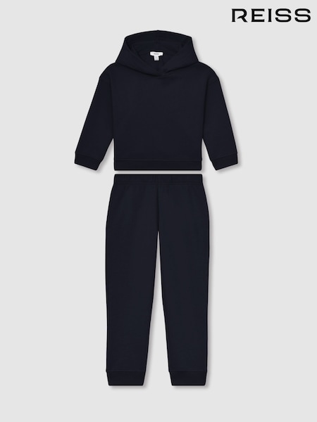 Reiss Navy Harp Cotton Blend Hoodie And Joggers Set (AY7480) | £40