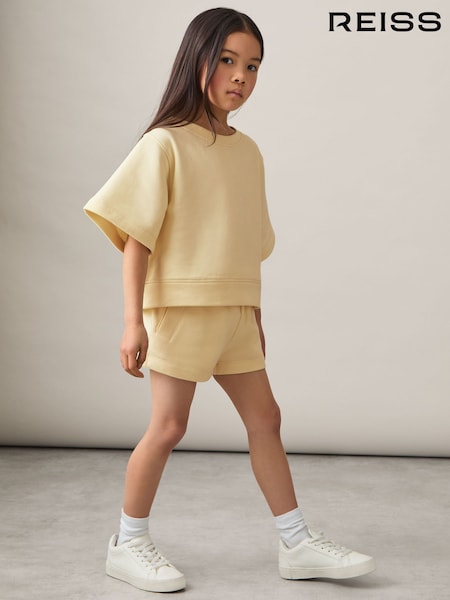 Reiss Lemon Meg Cotton-Blend Sweatshirt And Shorts Set (AY7486) | £28