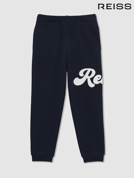 Reiss Navy Clayton 13-14 yrs Cotton-Blend Logo Script Joggers (AY7494) | £40