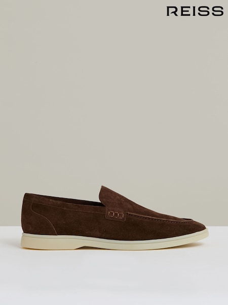 Reiss Brown Kason Suede Slip-On Loafers (AY7525) | £178