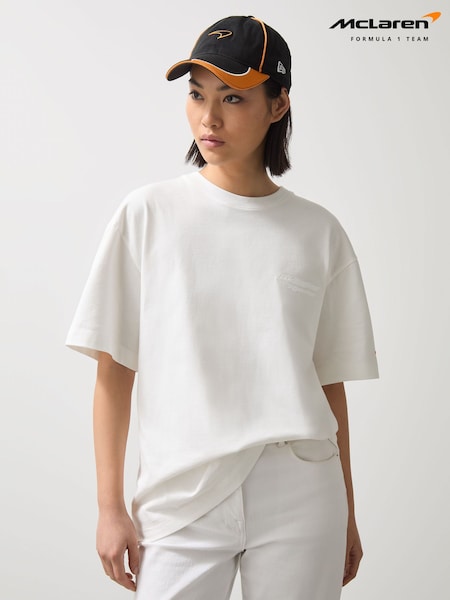 Reiss White Nakata McLaren F1 Team Oversize Logo T-Shirt Unisex Fit (AY7530) | £88