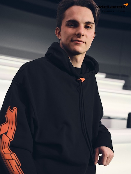 Reiss Black Zak McLaren F1 Team Oversize Toggle Hoodie Unisex Fit (AY7535) | £148