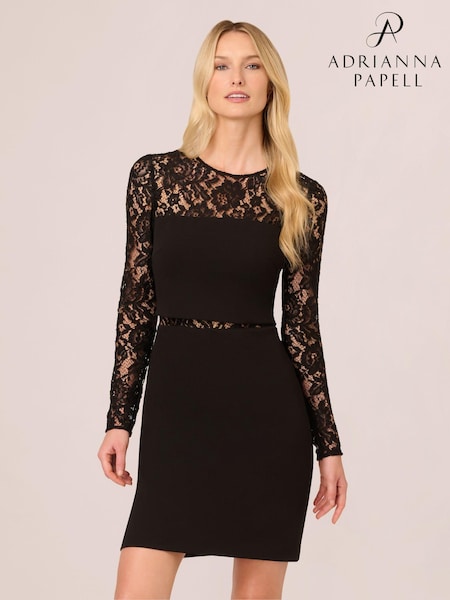Adrianna by Adrianna Papell Knit Crepe Mini Black Dress (AY7683) | £215