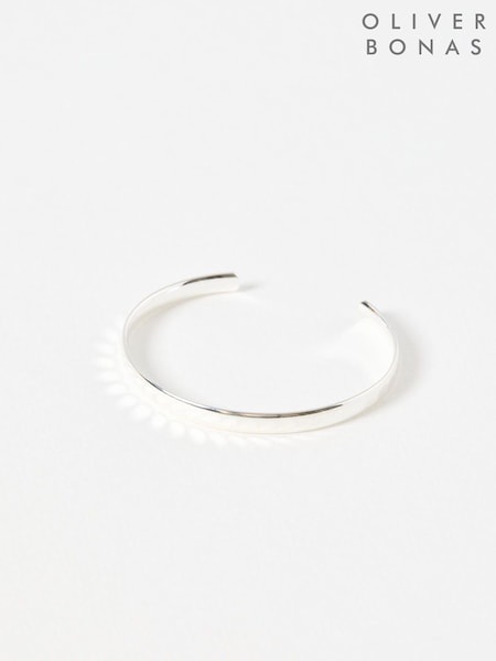 Oliver Bonas Silver Tone Donna Disco Textured Bangle (AY7706) | £50