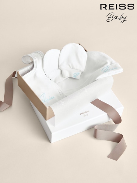 Reiss White Olyv Hat, Bib And Mittens Set (AY7744) | £32