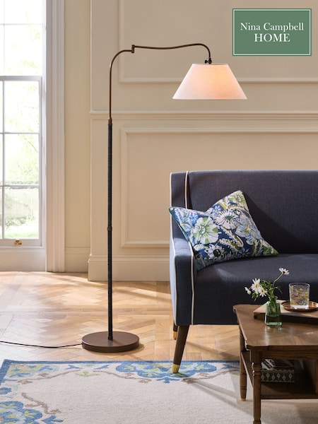 Nina Campbell Antique Brass/Black Sagano Floor Lamp (AY7776) | £180