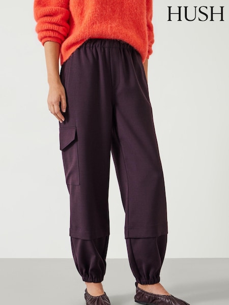 Hush Red Ava Wool Cargo Trousers (AY7783) | £130