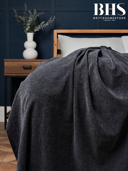 BHS Charcoal Chenille Throw (AY7787) | £25