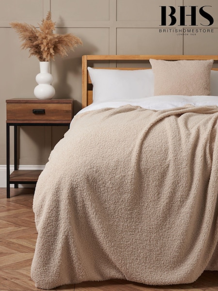 BHS Natural Teddy Fleece Throw (AY7788) | £25