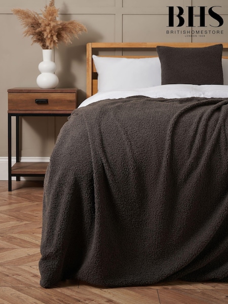 BHS Grey Teddy Fleece Throw (AY7797) | £25