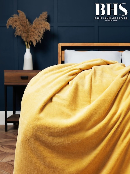 BHS Ochre Microfleece Throw (AY7807) | £16
