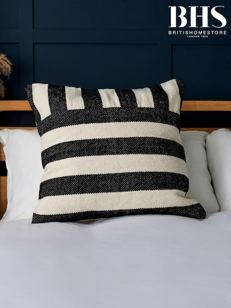 BHS Black Tino Striped Cushion (AY7808) | £16