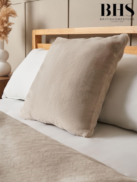 BHS Natural Faux Fur Cushion (AY7817) | £16