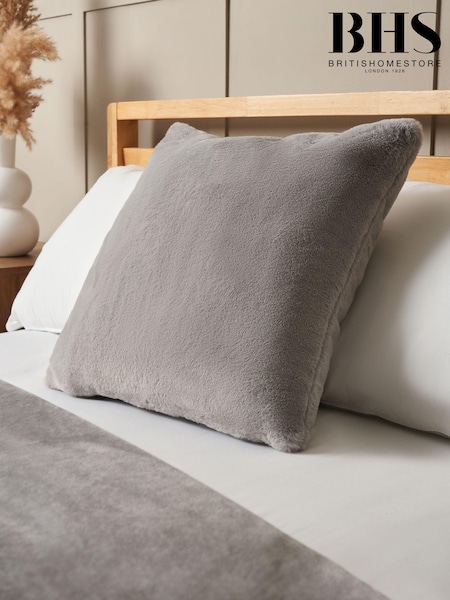 BHS Grey Faux Fur Cushion (AY7818) | £16