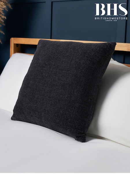 BHS Charcoal Chenille Cushion (AY7820) | £16