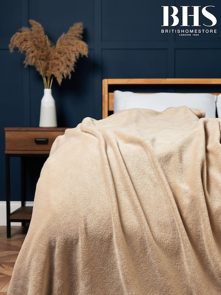 BHS Latte Microfleece Throw (AY7821) | £16