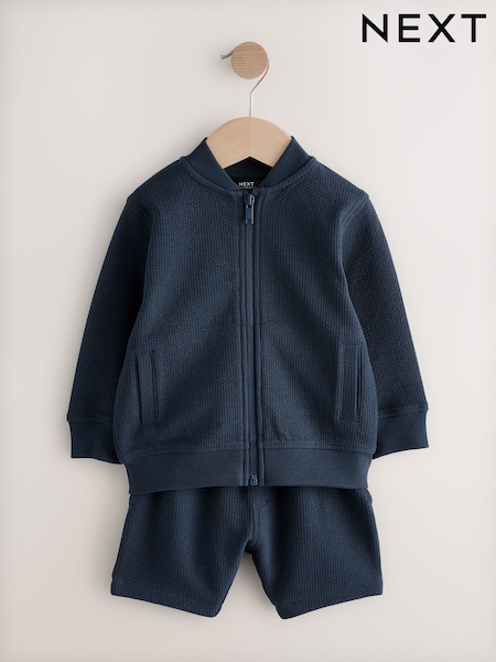 Navy Blue Jersey Bomber Jacket and Shorts Set (3mths-7yrs) (AY7918) | £20 - £24