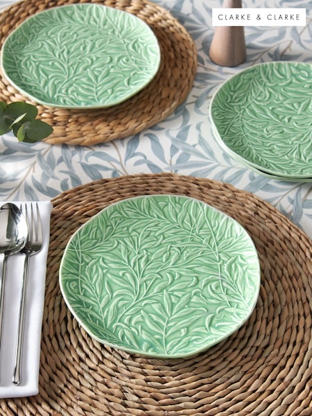 Clarke & Clarke Set of 4 Green William Morris Designs Willow Boughs Side Plates (AY7921) | £32