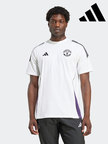 adidas White/Purple Manchester United Tiro 25 Competition Cotton T-Shirt (AY7971) | £38