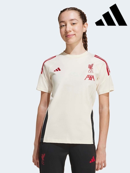 adidas White Kids Liverpool FC Tiro 25 Competition Cotton T-Shirt (AY8007) | £25