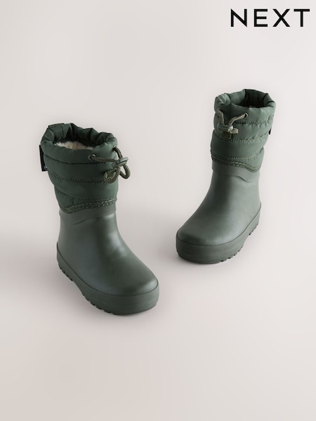 Green Khaki Quilted Cuff Wellies (AY8023) | £23 - £26